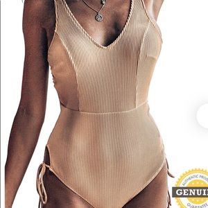 Cupshe women’s pink bow tie shoulder one piece swimsuit size large